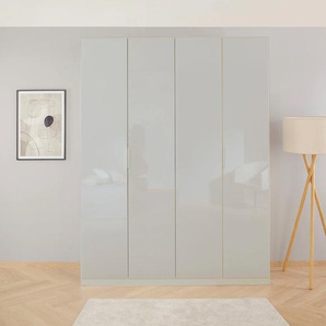 Drehtürenschrank RAUCH Kleiderschrank Schrank Garderobe KOLUNA mit hochwertiger Glasfront Schränke Gr. B/H/T: 181cm x 210cm x 54cm, 4 St., grau (seidengrau/glas seidengrau) inkl. 2 Innenschubladen sowie extra Einlegeböden MADE IN GERMANY