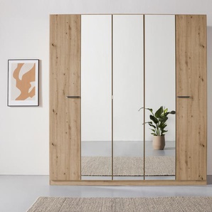 Drehtürenschrank RAUCH Kleiderschrank Schrank Garderobe TOPSELLER OTELI inkl. Inneneinteilung Schränke Gr. B/H/T: 226cm x 229cm x 54cm, Mit Spiegel, braun (eiche artisan) mit 3 Innenschubladen extra Böden optional Spiegel MADE IN GERMANY