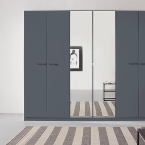 Drehtürenschrank RAUCH Kleiderschrank Schrank Garderobe TOPSELLER OTELI inkl. Inneneinteilung Schränke Gr. B/H/T: 270cm x 210cm x 54cm, Mit Spiegel, grau (graumetallic) mit 3 Innenschubladen extra Böden optional Spiegel MADE IN GERMANY