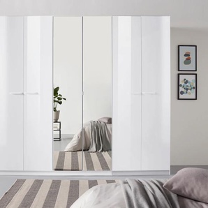 Drehtürenschrank RAUCH Kleiderschrank Schrank Garderobe TOPSELLER OTELI inkl. Inneneinteilung Schränke Gr. B/H/T: 270cm x 229cm x 54cm, Mit Spiegel, weiß (weiß/hochglanz weiß) mit 3 Innenschubladen extra Böden optional Spiegel MADE IN GERMANY