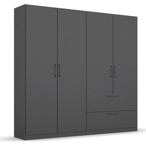 Drehtürenschrank RAUCH Kleiderschrank Schrank Garderobe Wäscheschrank CHALLENGER Schränke Gr. B/H/T: 181,0cm x 210,0cm x 54,0cm, 4 St., grau (grau metallic) mit Spiegeltüren und geräumigen Schubladen MADE IN GERMANY