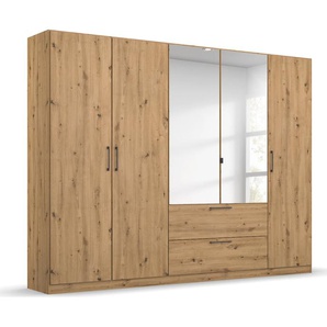 Drehtürenschrank RAUCH Kleiderschrank Schrank Garderobe Wäscheschrank CHALLENGER Schränke Gr. B/H/T: 226,0cm x 197,0cm x 54,0cm, 5 St., braun (eiche artisan) mit Spiegeltüren und geräumigen Schubladen MADE IN GERMANY