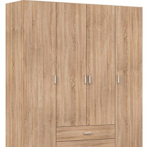 Drehtürenschrank RAUCH Kleiderschrank Schrank Garderobe Wäscheschrank GAMMA in 3 Breiten Schränke Gr. B/H/T: 181cm x 210cm x 54cm, 4 St., braun (eiche sonoma) mit 6 Schubladen, in schlichtem Design TOPSELLER MADE IN GERMANY