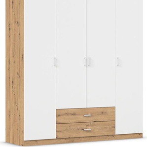 Drehtürenschrank RAUCH Kleiderschrank Schrank Garderobe Wäscheschrank GAMMA in 3 Breiten Schränke Gr. B/H/T: 181cm x 210cm x 54cm, 4 St., weiß (eiche artisan/alpinweiß) mit 6 Schubladen, in schlichtem Design TOPSELLER MADE IN GERMANY