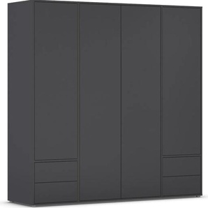 Drehtürenschrank RAUCH Kleiderschrank Schrank Garderobe Wäscheschrank NABILA viel Stauraum Schränke Gr. B/H/T: 187cm x 194cm x 53cm, 4 St., grau (graumetallic) mit 2 Schubladen und Push-to-Open Funktion TOPSELLER MADE IN GERMANY