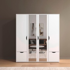 Drehtürenschrank RAUCH Kleiderschrank Schrank Garderobe Wäscheschrank NARAI mit Schubladen Schränke Gr. B/H/T: 187cm x 194cm x 53cm, 4 St., weiß (alpinweiß) Griffausfräsungen für eine grifflose Optik TOPSELLER MADE IN GERMANY