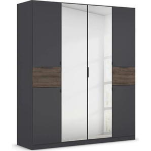 Drehtürenschrank RAUCH Kleiderschrank Schrank Garderobe Wäscheschrank TICAO mit 2 Schubladen Schränke Gr. B/H/T: 181cm x 210cm x 54cm, 6 St., grau (graumetallic/atlantic oak dunkel) die in der Höhe variabel positioniert werden können MADE IN GERMANY