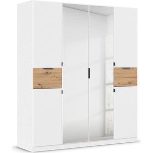 Drehtürenschrank RAUCH Kleiderschrank Schrank Garderobe Wäscheschrank TICAO mit 2 Schubladen Schränke Gr. B/H/T: 181cm x 210cm x 54cm, 6 St., weiß (alpinweiß/eiche artisan) die in der Höhe variabel positioniert werden können MADE IN GERMANY