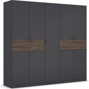 Drehtürenschrank RAUCH Kleiderschrank Schrank Garderobe Wäscheschrank TICAO mit 2 Schubladen Schränke Gr. B/H/T: 226cm x 210cm x 54cm, 9 St., grau (graumetallic/atlantic oak dunkel) die in der Höhe variabel positioniert werden können MADE IN GERMANY