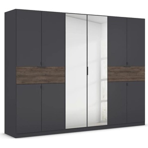 Drehtürenschrank RAUCH Kleiderschrank Schrank Garderobe Wäscheschrank TICAO mit 2 Schubladen Schränke Gr. B/H/T: 271cm x 210cm x 54cm, 10 St., grau (graumetallic/atlantic oak dunkel) die in der Höhe variabel positioniert werden können MADE IN GERMANY