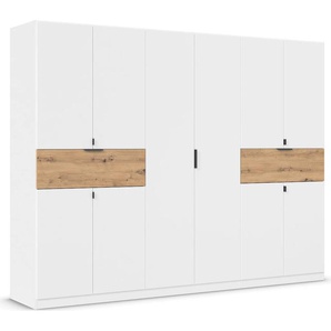 Drehtürenschrank RAUCH Kleiderschrank Schrank Garderobe Wäscheschrank TICAO mit 2 Schubladen Schränke Gr. B/H/T: 271cm x 210cm x 54cm, 10 St., weiß (alpinweiß/eiche artisan) die in der Höhe variabel positioniert werden können MADE IN GERMANY