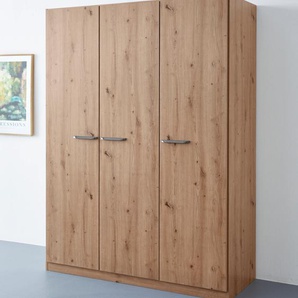 Drehtürenschrank RAUCH Kleiderschrank Schrank Garderobe Wäscheschrank VANDOR Schränke Gr. B/H/T: 136cm x 197cm x 54cm, 3 St., braun (eiche artisan) in drei Breiten, Höhe 197 cm, Griffe Graumetallic MADE IN GERMANY