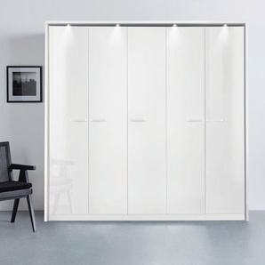 Drehtürenschrank RAUCH Oteli Schränke Gr. B/H/T: 230cm x 212cm x 58cm, mit Beleuchtung, 5 St., weiß (weiß/hochglanz weiß) inkl. Passepartout optional mit Beleuchtung