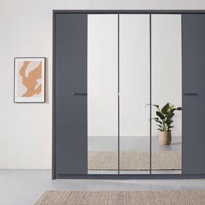 Drehtürenschrank RAUCH Oteli Schränke Gr. B/H/T: 230cm x 231cm x 58cm, ohne Beleuchtung, 5 St., grau (graumetallic) mit Mittelspiegel und Passepartout optional Beleuchtung