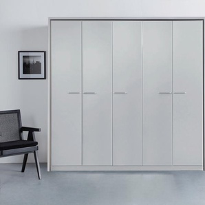 Drehtürenschrank RAUCH Oteli Schränke Gr. B/H/T: 230cm x 231cm x 58cm, ohne Beleuchtung, 5 St., grau (seidengrau) inkl. Passepartout optional mit Beleuchtung