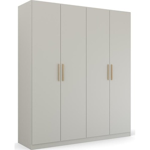 Drehtürenschrank RAUCH Skandi by Quadra Spin Schränke Gr. B/H/T: 181cm x 210cm x 54cm, 4 St., grau (seidengrau) im Landhaus-Stil mit Massivholzgriffen aus Wildeiche