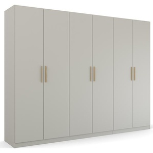 Drehtürenschrank RAUCH Skandi by Quadra Spin Schränke Gr. B/H/T: 271cm x 210cm x 54cm, 6 St., grau (seidengrau) im Landhaus-Stil mit Massivholzgriffen aus Wildeiche