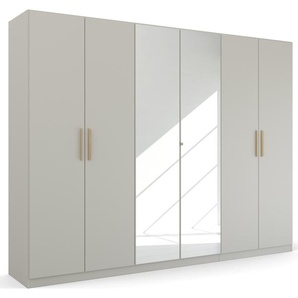 Drehtürenschrank RAUCH Skandi by Quadra Spin Schränke Gr. B/H/T: 271cm x 210cm x 54cm, 6 St., grau (seidengrau) im Landhaus-Stil mit Massivholzgriffen, vollflächige SpiegeltÜren