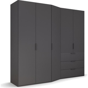 Drehtürenschrank RAUCH Wave Schränke Gr. B/H/T: 247 cm x 222 cm x 60 cm, 3 Schubkästen rechts, 5 St., grau (graphit) in 2 unterschiedlichen Tiefen, mit Soft-Close Funktion