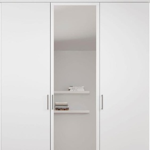 Drehtürenschrank SCHLAFKONTOR Spazio Schränke Gr. B/H/T: 137,80cm x 198,60cm x 48cm, 3 St., weiß (weiß / spiegel) weiß, Schlafzimmerschrank mit Spiegel