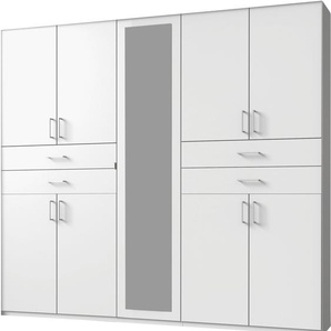 Drehtürenschrank WIMEX Taiga Kleiderschrank mit Spiegel OTTOs Choice Topseller Schränke Gr. B/H/T: 225cm x 210cm x 58cm, 9 St., weiß mit Schubladen auf bequemer Höhe, TOPSELLER