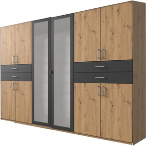 Drehtürenschrank WIMEX Taiga Kleiderschrank mit Spiegel OTTOs Choice Topseller Schränke Gr. B/H/T: 270 cm x 210 cm x 58 cm, 10 St., grau (artisaneichefarben, graphit) mit Schubladen auf bequemer Höhe, TOPSELLER Bestseller