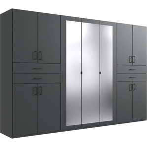 Drehtürenschrank WIMEX Taiga Kleiderschrank mit Spiegel OTTOs Choice Topseller Schränke Gr. B/H/T: 313cm x 210cm x 58cm, 1, grau (graphit) mit Schubladen auf bequemer Höhe, TOPSELLER