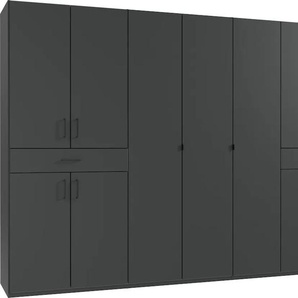 Drehtürenschrank WIMEX Tibet Schränke Gr. B/H/T: 313cm x 208cm x 58cm, 1, grau (graphit) mit Schubkästen auf bequemer Zugriffshöhe