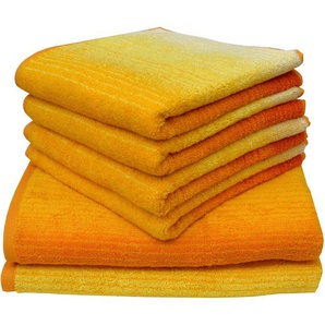 Dyckhoff Handtuch Set mit Farbverlauf, Walkfrottee (Set, 6-St), mit Farbverlauf,4 Handtücher (50x100cm), 2 Duschtücher (70x140cm)