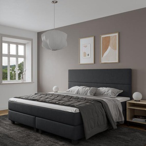 Echtes Boxspringbett Strine mit Visco Topper, mit Kunstleder bezogen