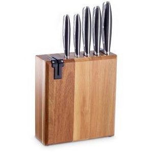 ECHTWERK Messerblock (6tlg), Küchenmesser-Set aus Akazienholz, Inkl. Integriertem Messerschärfer