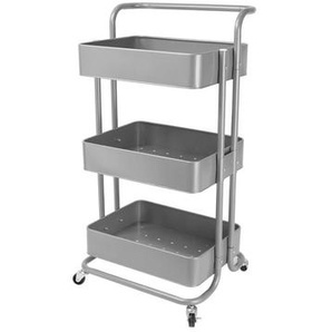 Echtwerk Servierwagen, Silber, Metall, 3 Schubladen, 32x86x43 cm, Esszimmer, Barmöbel, Barwagen