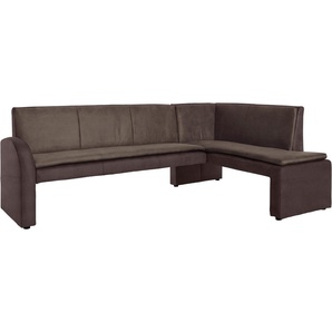 Eckbank EXXPO - SOFA FASHION Cortado, elegant und modern mit hohem Sitzkomfort Sitzbänke Gr. B/H/T: 157 cm x 89 cm x 244 cm, Kunstleder, langer Schenkel links, braun hohe Bodenfreiheit, schöne Detailverarbeitung, wahlweise Lederbezug