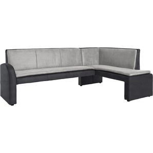 Eckbank EXXPO - SOFA FASHION Cortado, elegant und modern mit hohem Sitzkomfort Sitzbänke Gr. B/H/T: 157cm x 89cm x 244cm, Kunstleder, langer Schenkel links, schwarz (schwarz/grau) hohe Bodenfreiheit, schöne Detailverarbeitung, wahlweise Lederbezug