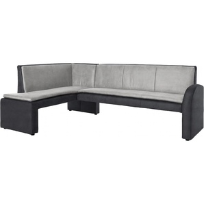 Eckbank EXXPO - SOFA FASHION Cortado, elegant und modern mit hohem Sitzkomfort Sitzbänke Gr. B/H/T: 157cm x 89cm x 244cm, Kunstleder, langer Schenkel rechts, schwarz (schwarz/grau) hohe Bodenfreiheit, schöne Detailverarbeitung, wahlweise Lederbezug