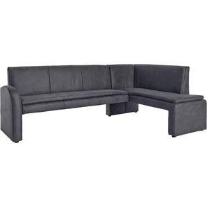 Eckbank EXXPO - SOFA FASHION Cortado, elegant und modern mit hohem Sitzkomfort Sitzbänke Gr. B/H/T: 157cm x 89cm x 244cm, Luxus-Microfaser, langer Schenkel links, grau hohe Bodenfreiheit, schöne Detailverarbeitung, wahlweise Lederbezug