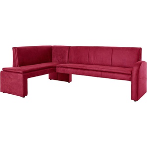 Eckbank EXXPO - SOFA FASHION Cortado, elegant und modern mit hohem Sitzkomfort Sitzbänke Gr. B/H/T: 157cm x 89cm x 244cm, Luxus-Microfaser, langer Schenkel rechts, rot hohe Bodenfreiheit, schöne Detailverarbeitung, wahlweise Lederbezug