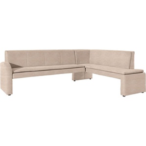 Eckbank EXXPO - SOFA FASHION Cortado, elegant und modern mit hohem Sitzkomfort Sitzbänke Gr. B/H/T: 197cm x 89cm x 264cm, Luxus-Microfaser, langer Schenkel (Armlehne) links, beige hohe Bodenfreiheit, schöne Detailverarbeitung, wahlweise Lederbezug