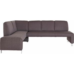 Eckbank EXXPO - SOFA FASHION Intenso, modern, wahlweise in Leder oder Textil, 244/157 cm (B/T) Sitzbänke Gr. B/H/T: 244cm x 91cm x 157cm, Struktur, Ottomane links, (langer Schenkel rechts), grau (anthrazit) hohe Bodenfreiheit, frei im Raum stellbar, hoher