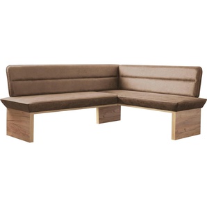 Eckbank HOME AFFAIRE Beluna Sitzbänke Gr. B/H/T: 210cm x 89cm x 169cm, Microfaser, langer Schenkel links, braun (cognac (cobra 4001) + decor wotan eiche) mit Wellenunterfederung im Sitz