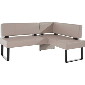 Eckbank HOME AFFAIRE Oliver mit Metallgestell, Küchenbank Sitzbänke Gr. B/H/T: 180cm x 89cm x 140cm, Kunstleder, langer Schenkel links, beige (beige, schwarz) verschiedene Bezüge Cord Esszimmerbank OTTOs Choice