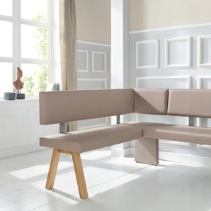 Eckbank HOME AFFAIRE Rio Sitzbänke Gr. B/H/T: 170cm x 89cm x 140cm, Kunstleder, langer Schenkel rechts, grau (taupe) Massivholz in Eiche geölt