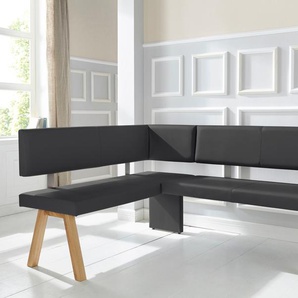 Eckbank HOME AFFAIRE Rio Sitzbänke Gr. B/H/T: 170cm x 89cm x 140cm, Kunstleder, langer Schenkel rechts, schwarz Massivholz in Eiche geölt