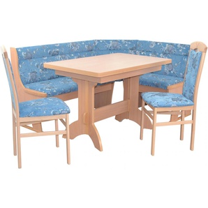 Eckbankgruppe HOFMANN LIVING AND MORE Sitzmöbel-Sets Gr. B/H/T: 45 cm x 95 cm x 48 cm, Struktur geblümt, Ansteckplatten, Buche/blau + Stauraum unter den Sitzflächen, blau (blau, blau, buche, nachbildung) Eckbankgruppen Eckbank mit Stauraum unter den