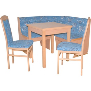 Eckbankgruppe HOFMANN LIVING AND MORE Sitzmöbel-Sets Gr. B/H/T: 45 cm x 95 cm x 48 cm, Struktur geblümt, Ansteckplatten, Buche/blau + Stauraum unter den Sitzflächen, blau (blau, blau, buche, nachbildung) Eckbankgruppen Eckbank mit Stauraum unter den