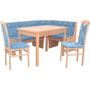 Eckbankgruppe HOFMANN LIVING AND MORE Sitzmöbel-Sets Gr. B/H/T: 45 cm x 95 cm x 48 cm, Struktur geblümt, Ansteckplatten, Buche/blau + Stauraum unter den Sitzflächen, blau (blau, blau, buche, nachbildung) Eckbankgruppen Eckbank mit Stauraum unter den