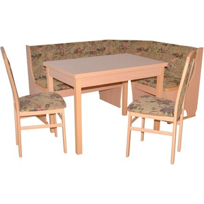 Eckbankgruppe HOFMANN LIVING AND MORE Sitzmöbel-Sets Gr. B/H/T: 45 cm x 95 cm x 48 cm, Struktur geblümt, Ansteckplatten, Buche/braun + Stauraum unter den Sitzflächen, braun (braun, braun, buche, nachbildung) Eckbankgruppen Eckbank mit Stauraum unter den