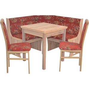 Eckbankgruppe HOFMANN LIVING AND MORE Sitzmöbel-Sets Gr. B/H/T: 45 cm x 95 cm x 48 cm, Struktur geblümt, Ansteckplatten, Eiche/rot + Stauraum unter den Sitzflächen, rot (rot, rot, eiche, nachbildung) Eckbankgruppen Eckbank mit Stauraum unter den