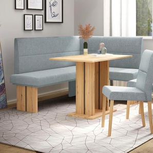 Eckbankgruppe HOME AFFAIRE Emma Essgruppe Esszimmer Küche Sitzmöbel-Sets Gr. B/H: 185cm x 90cm, Microfaser, Langer Schenkel links, grau (mirage grey (romeo 8022)) Eckbank Tisch Stühle Landhaus