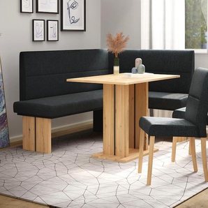 Eckbankgruppe HOME AFFAIRE Emma Essgruppe Esszimmer Küche Sitzmöbel-Sets Gr. B/H: 185cm x 90cm, Microfaser, Langer Schenkel links, schwarz (schwarz (romeo 8021)) Eckbank Tisch Stühle Landhaus